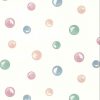 Circles vintage wallpaper, pearlized, children, kids, pink, blue, green, white, nursery, playroom