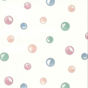 Kids Circles Vintage Wallpaper Pearlized Green Blue Pink White TM2111 D/Rs