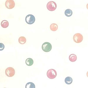 Circles Vintage Wallpaper Pearlized Green Blue Pink White TM2111 D/Rs