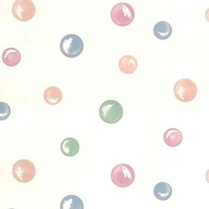 Kids Circles Vintage Wallpaper Pearlized Green Blue Pink White TM2111 D/Rs