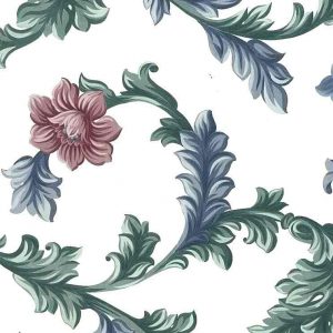 Floral Scroll Vintage Wallpaper Rose Blue Textured Italy 94-47745 D/Rs