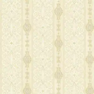 Beige Gold Vintage Damask Wallpaper Cream Stripes Metallic EN10801