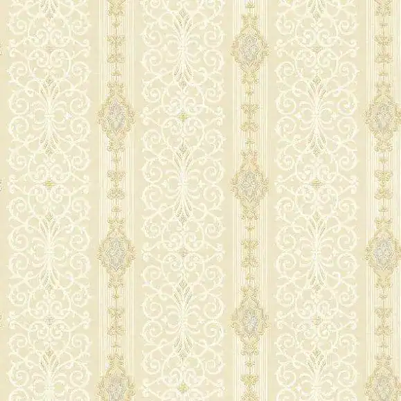 Beige Gold vintage damask wallpaper