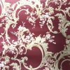 red taupe vintage style wallpaper, swirl, damask