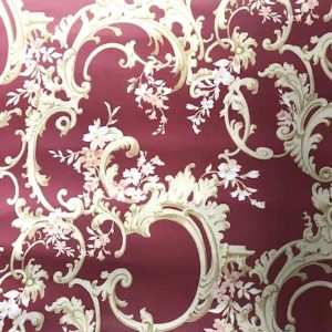Red Taupe Vintage Style Wallpaper Swirl Damask BQ3883 D/Rs