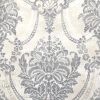 damask gray taupe wallpaper, vintage-style, dining room, taupe, gold