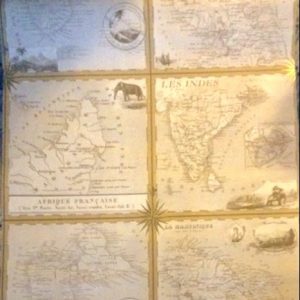 Map Wallpaper French English Colonies Van Luit Brown BT154651 D/Rs