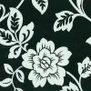 silver metallic paisley wallpaper, black, floral, flowers, Art Nouveau