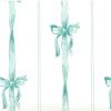 Vntage wallpaper teal ribbons bows, off-white, stripes, nursery