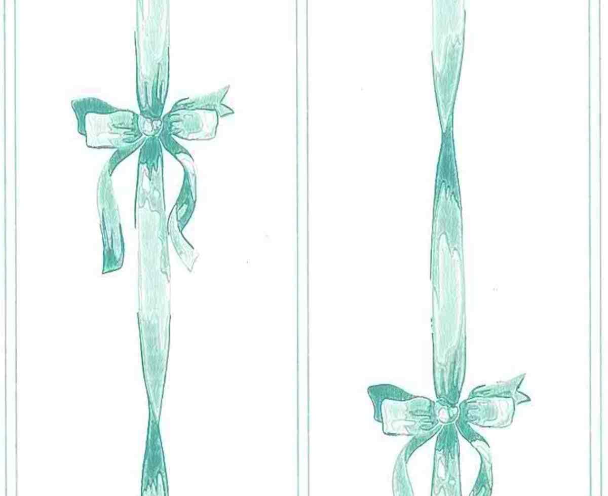 Vintage Wallpaper Teal Ribbons Bows Off-White 586632 D/Rs - Image 2