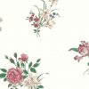peonies tulips vintage wallpaper, pink, rose, blue, green, cream, parrot tulips, cottage