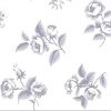 Lavender floral vintage wallpaper, off-white, cottage, roses, leaves, Waverly, bedroom