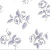 Lavender floral vintage wallpaper, off-white, cottage, roses, leaves, Waverly, bedroom