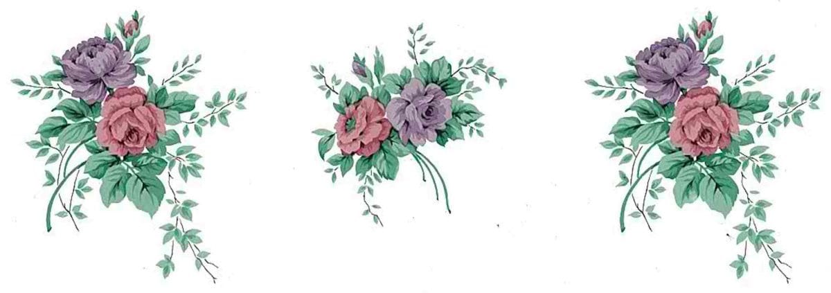 roses bouquet vintage wallpaper, alternate view, cottage style, pink, Light Purple, Off-white