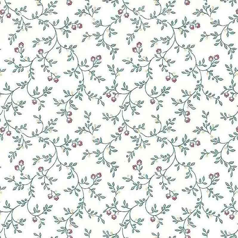 Wallpaper Vintage Floral Victorian Green Red White JM5191 D/Rs