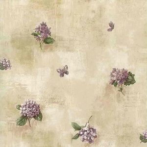 Lilacs Vintage Wallpaper Kitchen Purple Green Floral Butterflies IB4025 D/Rs