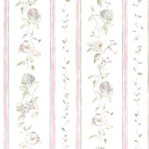 Morning Glories Vintage Wallpaper Stripe 72334 Double Rolls