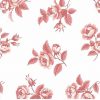 Waverly roses vintage wallpaper, pink, roses, floral, cottage, off-white