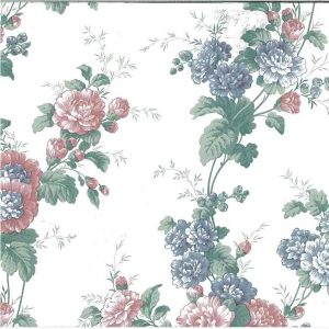 Peony Floral Vintage Wallpaper Pink Blue Bedroom 595512 D/Rs