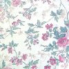 cottage floral vintage wallpaper,pink green, beige, ivy, cream
