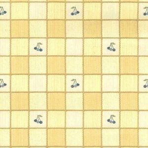 Yellow Check Kitchen Vintage Wallpaper Blue Berries 250-69263 D/Rs