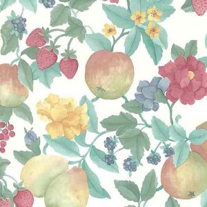 Pears Berries Vintage Wallpaper Floral Kitchen Yellow Green 19803 D/Rs