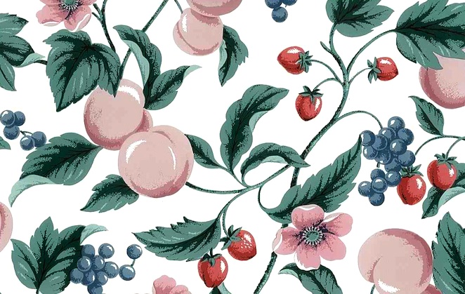 Waverly fruit kitchen vintage wallpaper with matching border