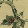 Antonina Vella botanical vintage wallpaper, taupe, green, red, Asian, Oriental, leaves, berries