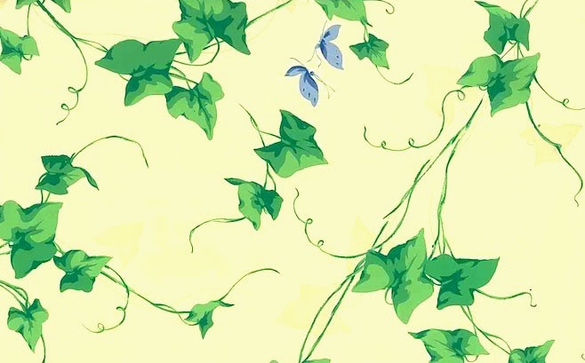green ivy leaf wallpaper, yellow