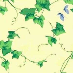 Yellow Green Ivy Wallpaper Blue Butterflies Carey Lind GS1730 D/Rs