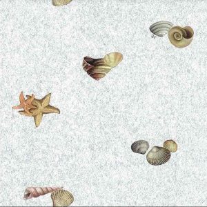 Seashells Bathroom Wallpaper Nautical Blue Faux MB4212 D/Rs