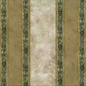 Beige Green Striped Vintage Wallpaper Faux Finish Medallion lA790956 D/Rs