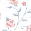 vintage wallpaper peach floral satin, taupe, green, white