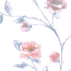 Vintage Wallpaper Peach Floral Satin Green Textured CC11352 D/Rs