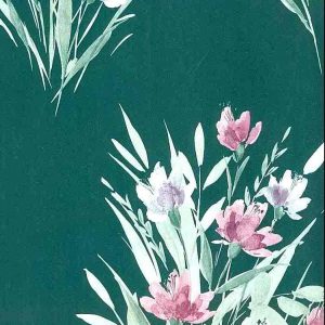 Shand Kydd Vintage Wallpaper Green Satin Floral Pink UK 651428 D/Rs
