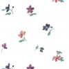 contemporary floral wallpaper, pink, purple, magenta, rose, green, lavender, off-white, cottage