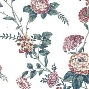 Pink Cottage Floral Vintage Wallpaper Green Off-White SOP3091 D/Rs