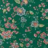 green floral vintage wallpaper, rose, pink, blue, cottage, paisley