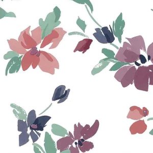 Purple Magenta Floral Vintage Wallpaper Green Pink IL548 D/Rs