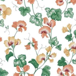 Orchid Vintage Wallpaper Orange Yellow Green UK 22411 Double Rolls