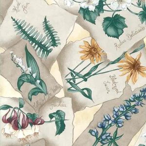 Botanical Vintage Floral Wallpaper France Green Beige 57636-515 D/Rs