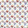 strawberries daffodils vintage wallpaper, red, yellow, blue, green, white, cottage style, fruit, floral