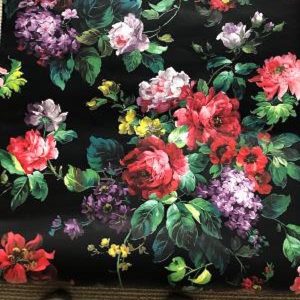 Black Red Floral Wallpaper Large Flowers RW50200 D/Rs