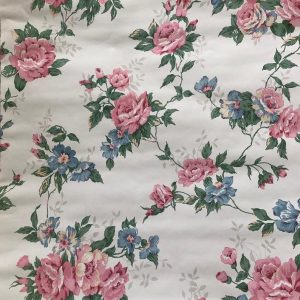 Wallpaper Pink Floral Vintage Blue English Cottage WC1004