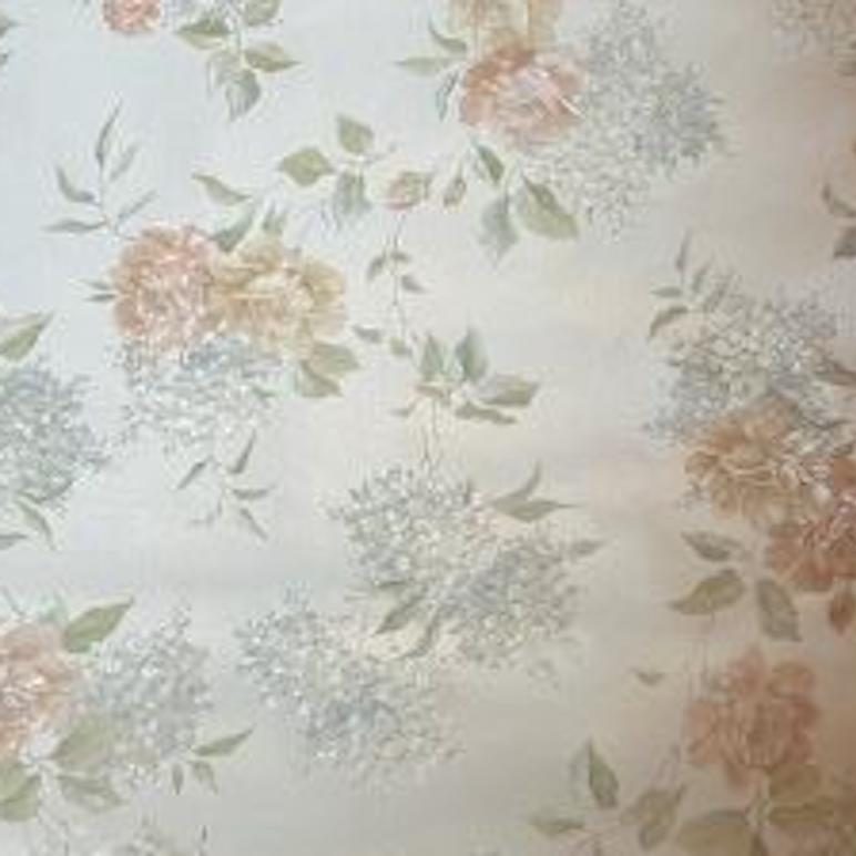 Wallpaper Pearlized English Floral Vintage Cottage Peach Green 41645 D/Rs
