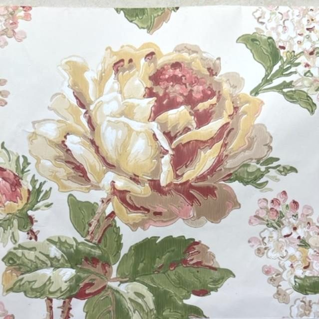 Large-Scale Victorian Vintage Wallpaper Yellow Rose Cottage FD8501 D/Rs