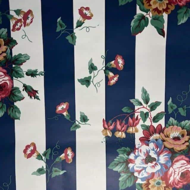 Wallpaper Waverly Navy striped foral
