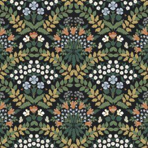 Rifle Bramble Black Green Floral Wallpaper RP7318 Swedish Modern Double Rolls