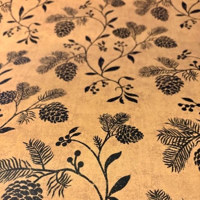 Brow black floral vintage wallpaper
