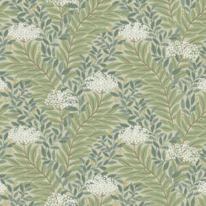 Highgrove Rifle Leaf Wallpaper RI7503 Green Sage White Gold